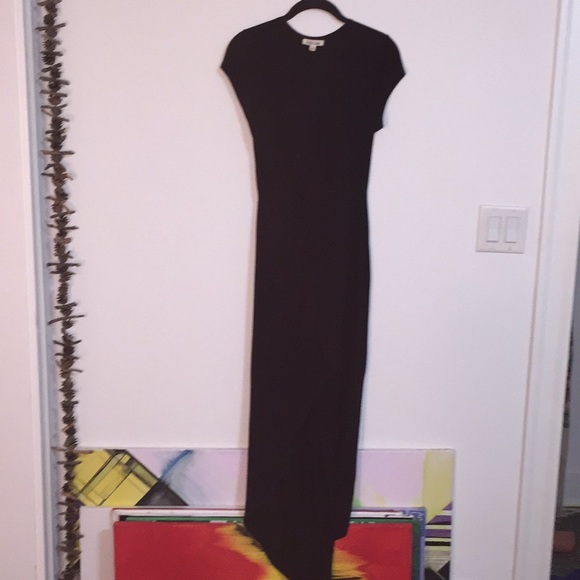 Black twist Dress S M midi maxi high low - Picture 4 of 5